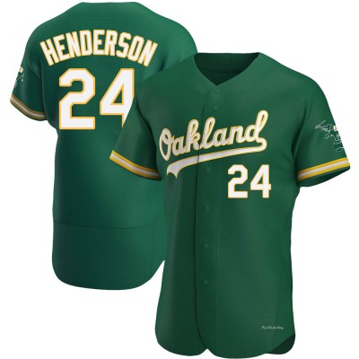 Men's Rickey Henderson Oakland Athletics Authentic Green Kelly Alternate Jersey