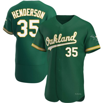 Men's Rickey Henderson Oakland Athletics Authentic Green Kelly Alternate Jersey