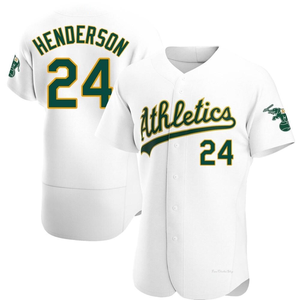 Men's Rickey Henderson Oakland Athletics Authentic White Home Jersey