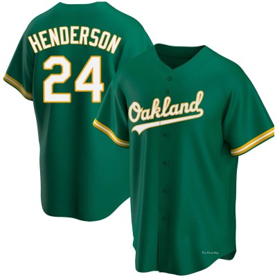 Men's Rickey Henderson Oakland Athletics Replica Green Kelly Alternate Jersey