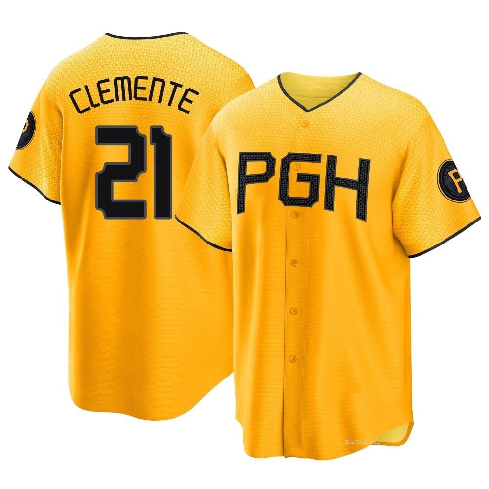 Men's Roberto Clemente Pittsburgh Pirates Replica Gold 2023 City Connect Jersey