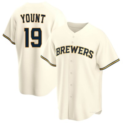Men's Robin Yount Milwaukee Brewers Replica Cream Home Jersey
