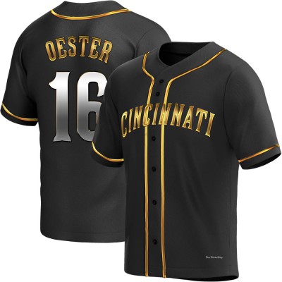 Men's Ron Oester Cincinnati Reds Replica Black Golden Alternate Jersey