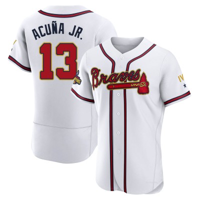 Men's Ronald Acuna Jr. Atlanta Braves Authentic Gold White 2022 Program Jersey