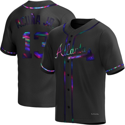 Men's Ronald Acuna Jr. Atlanta Braves Replica Black Holographic Alternate Jersey