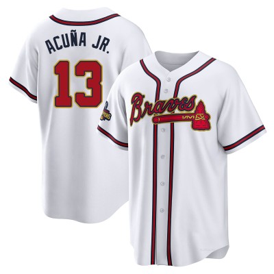 Men's Ronald Acuna Jr. Atlanta Braves Replica Gold White 2022 Program Jersey
