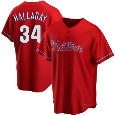 Men's Roy Halladay Philadelphia Phillies Replica Red Alternate Jersey