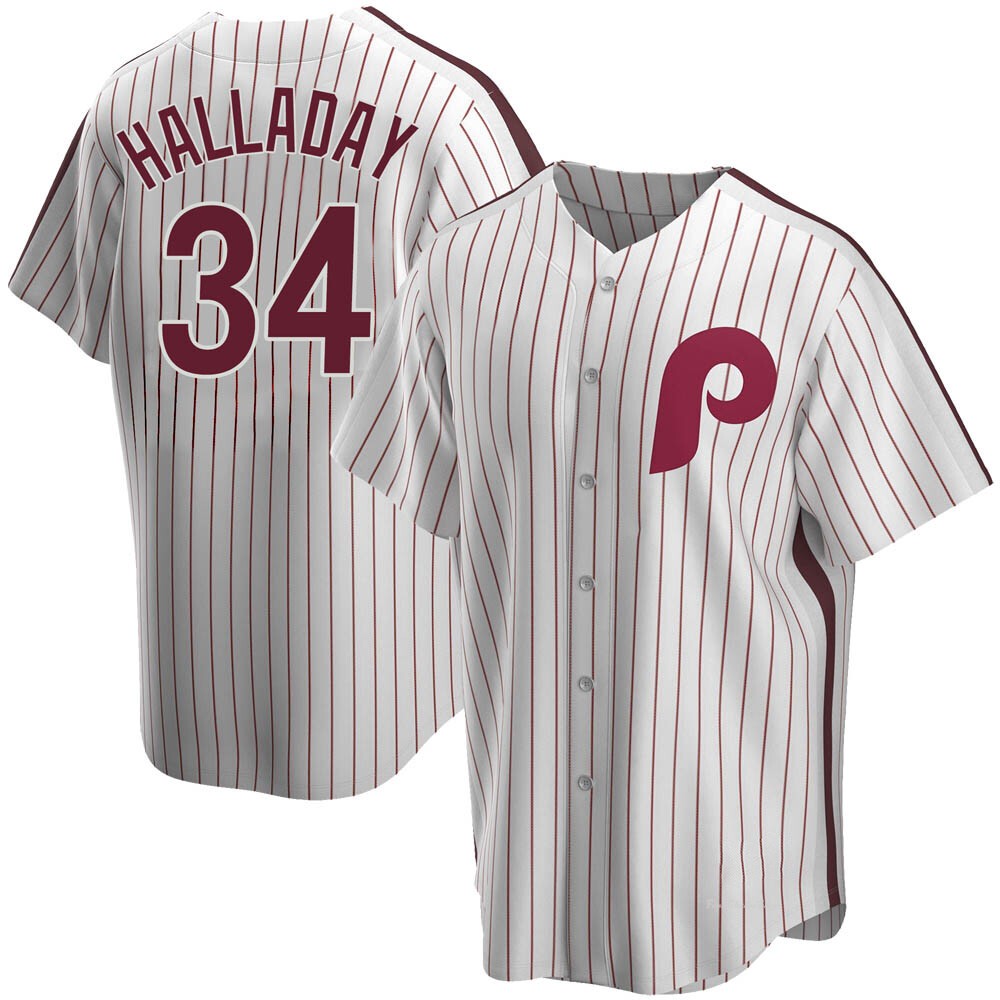 Men's Roy Halladay Philadelphia Phillies Replica White Home Cooperstown Collection Jersey