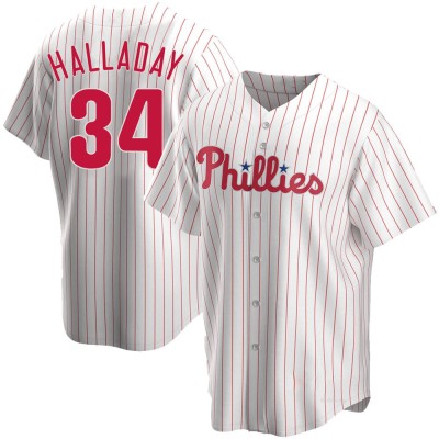 Men's Roy Halladay Philadelphia Phillies Replica White Home Jersey