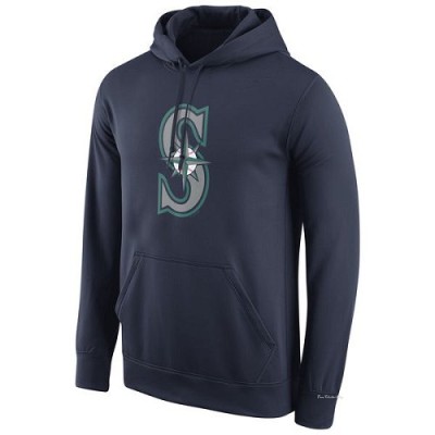 Men's Seattle Mariners Navy Logo Performance Pullover Hoodie -
