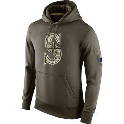 Men's Seattle Mariners Olive Salute To Service KO Performance Hoodie