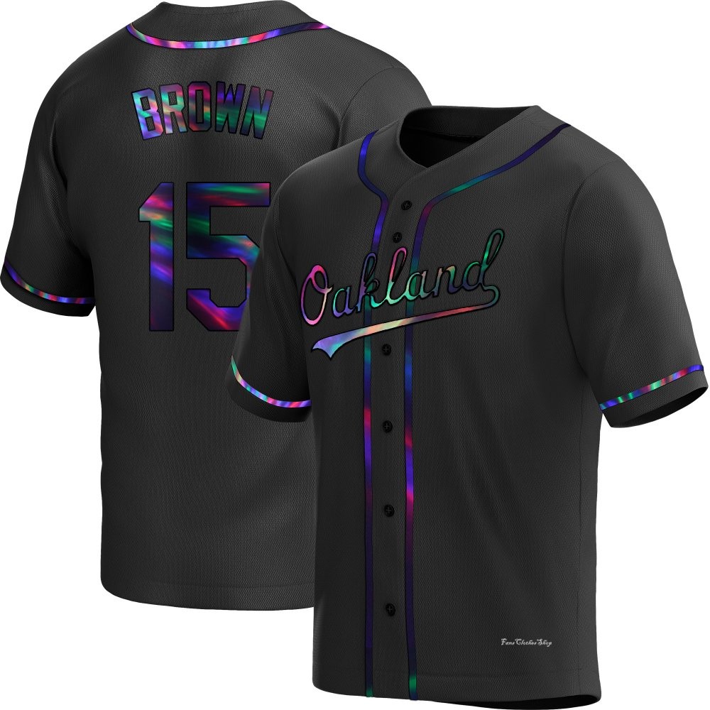 Men's Seth Brown Oakland Athletics Replica Black Holographic Alternate Jersey