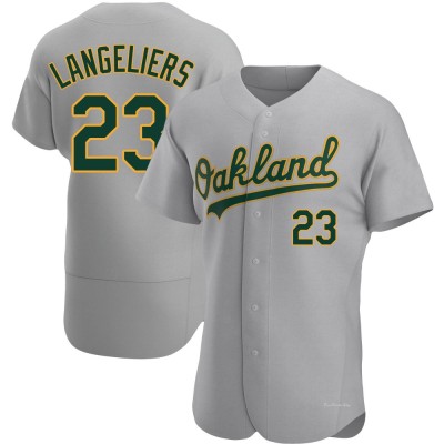 Men's Shea Langeliers Oakland Athletics Authentic Gray Road Jersey