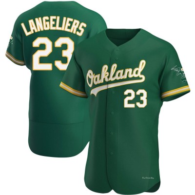 Men's Shea Langeliers Oakland Athletics Authentic Green Kelly Alternate Jersey