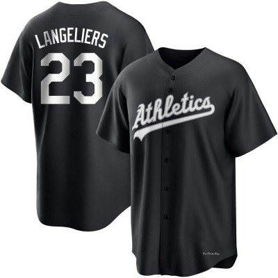 Men's Shea Langeliers Oakland Athletics Replica Black/White Jersey