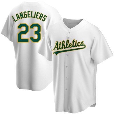 Men's Shea Langeliers Oakland Athletics Replica White Home Jersey