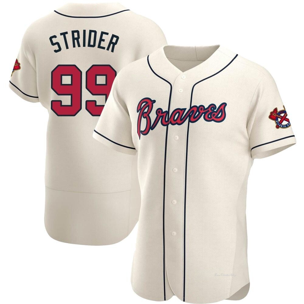 Men's Spencer Strider Atlanta Braves Authentic Cream Alternate Jersey