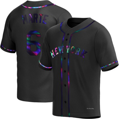 Men's Starling Marte New York Mets Replica Black Holographic Alternate Jersey
