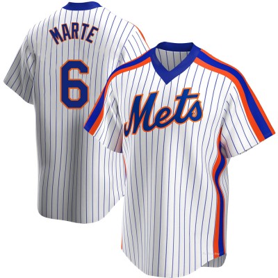 Men's Starling Marte New York Mets Replica White Home Cooperstown Collection Jersey