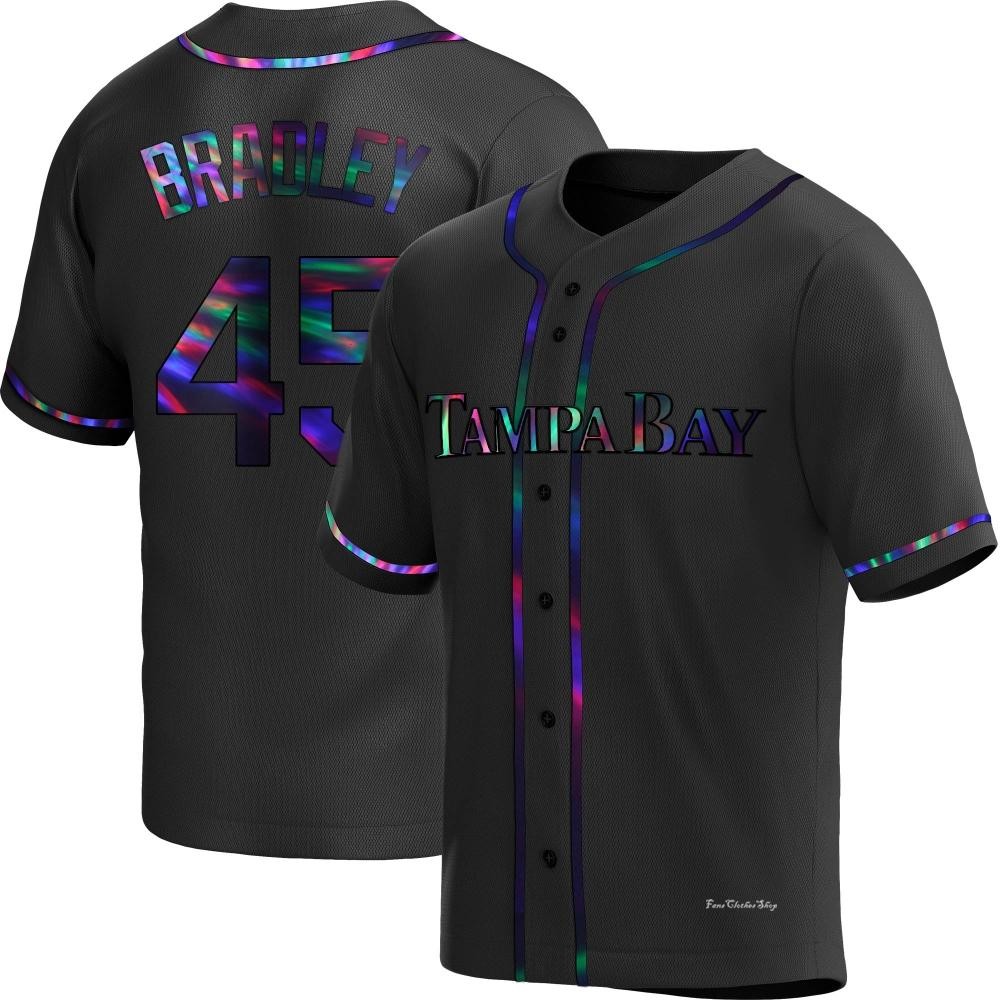 Men's Taj Bradley Tampa Bay Rays Replica Black Holographic Alternate Jersey
