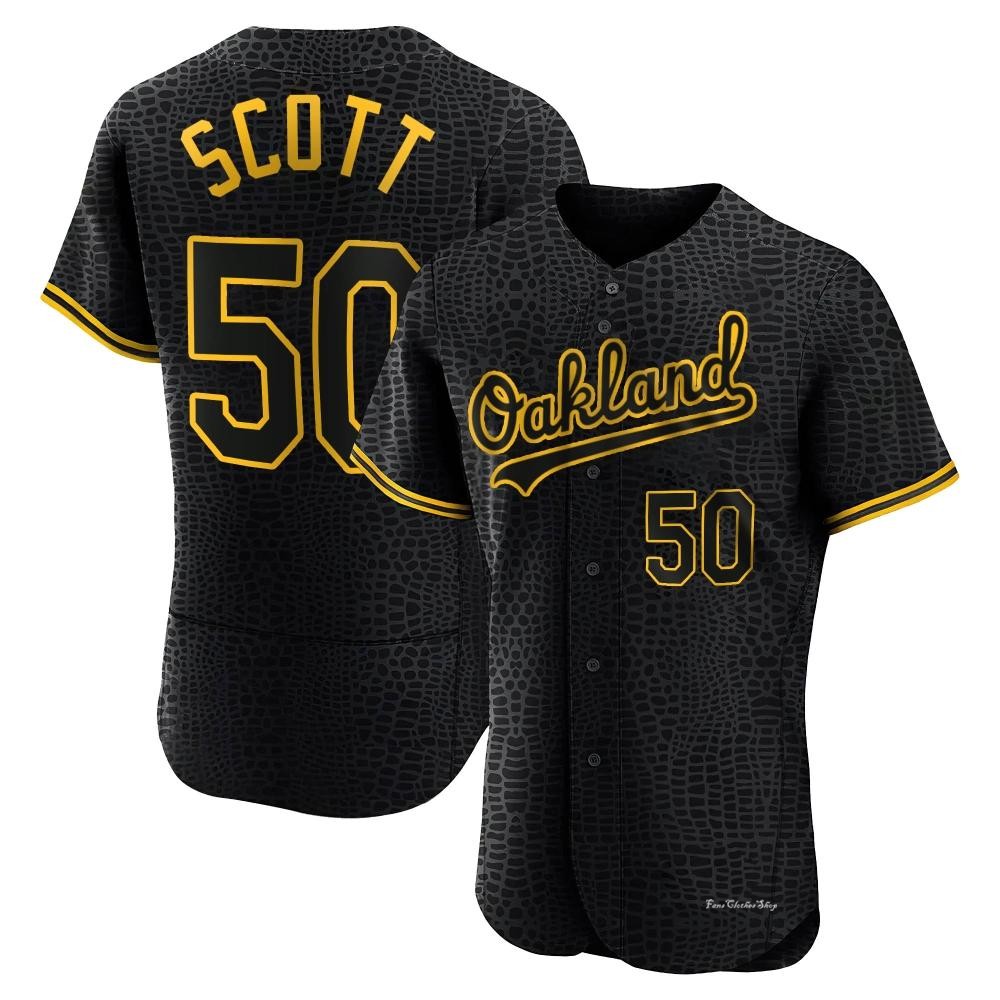 Men's Tayler Scott Oakland Athletics Authentic Black Snake Skin City Jersey