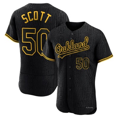Men's Tayler Scott Oakland Athletics Authentic Black Snake Skin City Jersey