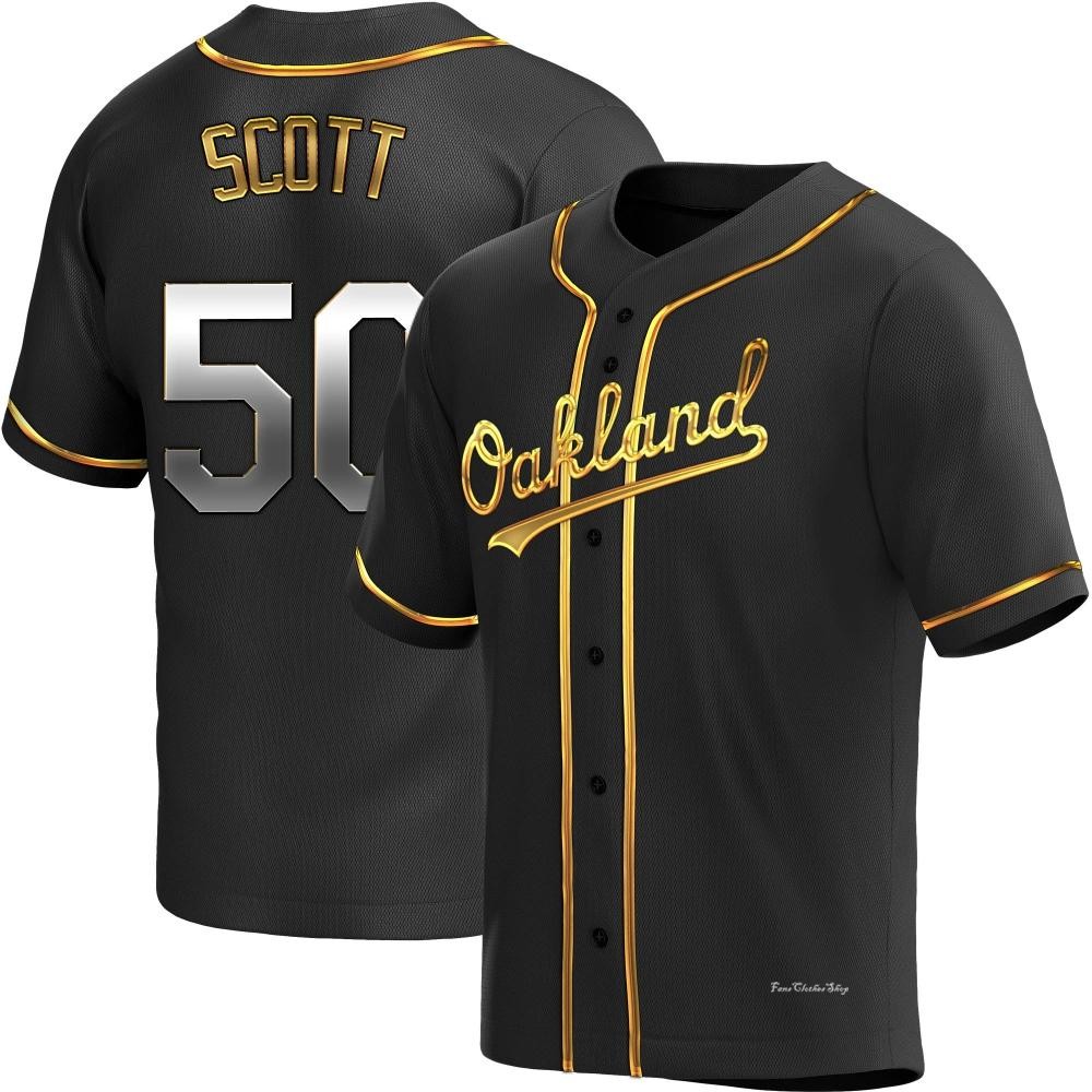 Men's Tayler Scott Oakland Athletics Replica Black Golden Alternate Jersey