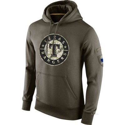 Men's Texas Rangers Olive Salute To Service KO Performance Hoodie