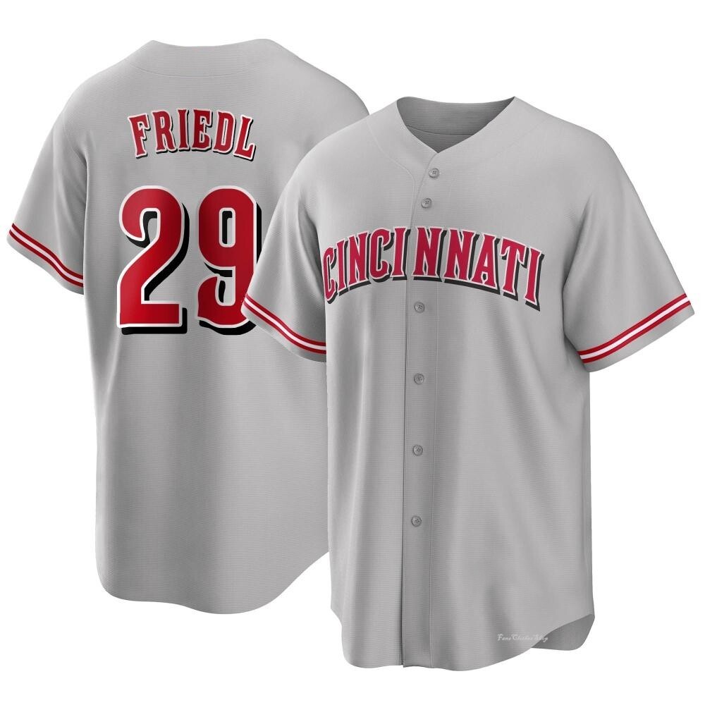 Men's TJ Friedl Cincinnati Reds Replica Gray Road Jersey