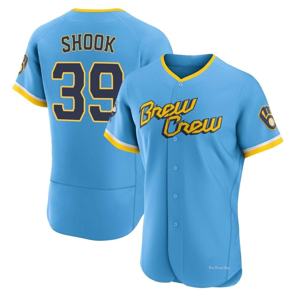 Men's TJ Shook Milwaukee Brewers Authentic Blue Powder 2022 City Connect Jersey