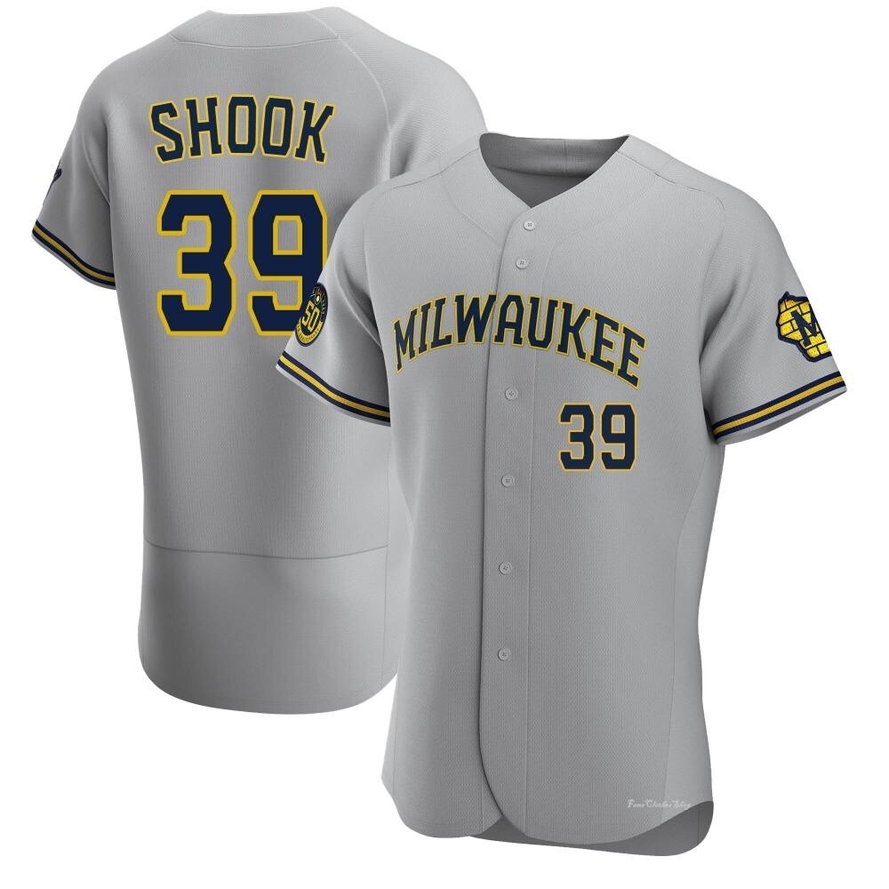 Men's TJ Shook Milwaukee Brewers Authentic Gray Road Jersey
