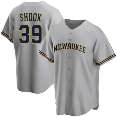 Men's TJ Shook Milwaukee Brewers Replica Gray Road Jersey
