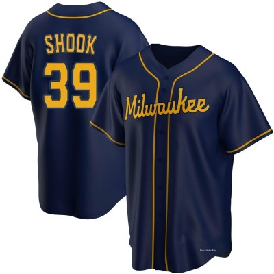Men's TJ Shook Milwaukee Brewers Replica Navy Alternate Jersey