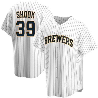Men's TJ Shook Milwaukee Brewers Replica White Home Jersey