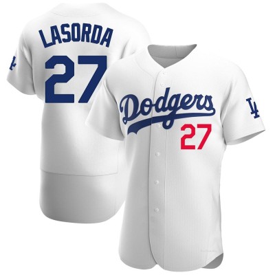 Men's Tommy Lasorda Los Angeles Dodgers Authentic White Home Jersey