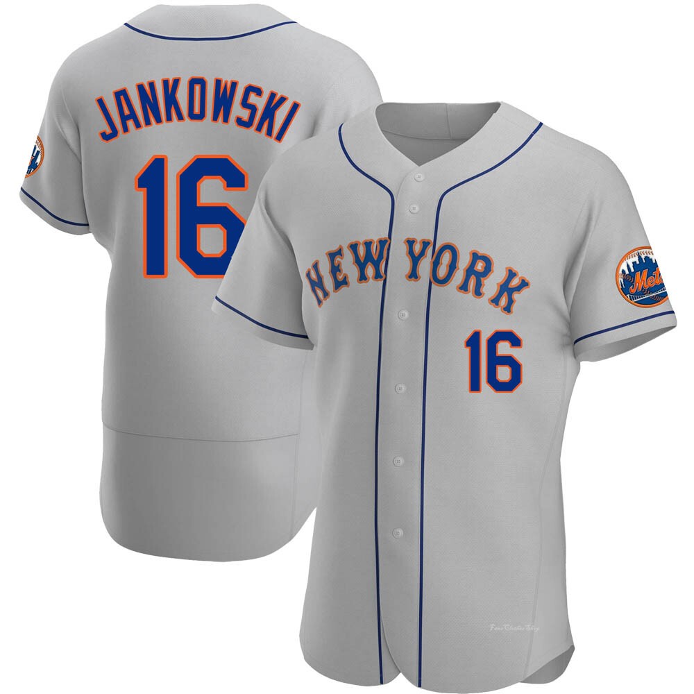 Men's Travis Jankowski New York Mets Authentic Gray Road Jersey Fans