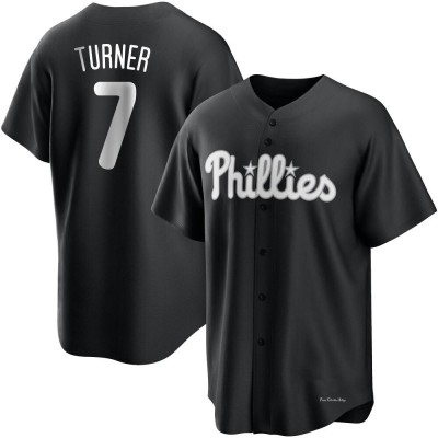 Men's Trea Turner Philadelphia Phillies Replica Black/White Jersey