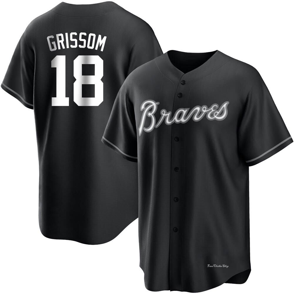 Men's Vaughn Grissom Atlanta Braves Replica Black/White Jersey