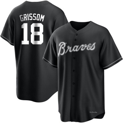 Men's Vaughn Grissom Atlanta Braves Replica Black/White Jersey