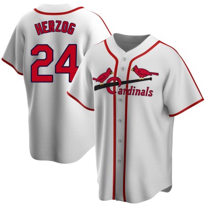 Men's Whitey Herzog St. Louis Cardinals White Home Cooperstown Collection Jersey