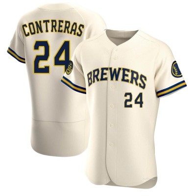 Men's William Contreras Milwaukee Brewers Authentic Cream Home Jersey