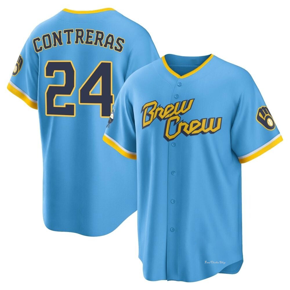 Men's William Contreras Milwaukee Brewers Replica Blue Powder 2022 City Connect Jersey