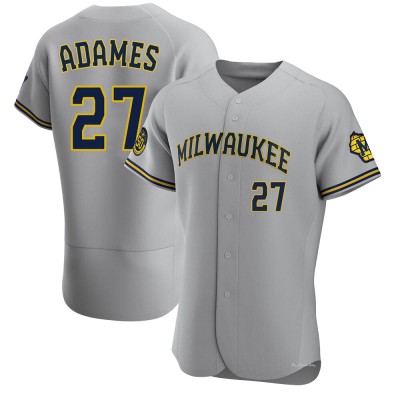 Men's Willy Adames Milwaukee Brewers Authentic Gray Road Jersey