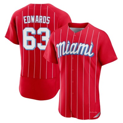 Men's Xavier Edwards Miami Marlins Authentic Red 2021 City Connect Jersey
