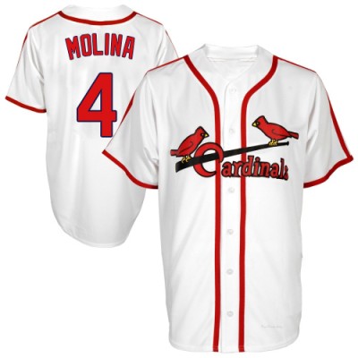 Men's Yadier Molina St. Louis Cardinals Replica White Throwback Jersey