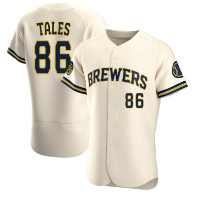 Men's Yeferson Tales Milwaukee Brewers Authentic Cream Home Jersey