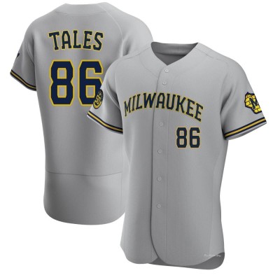 Men's Yeferson Tales Milwaukee Brewers Authentic Gray Road Jersey