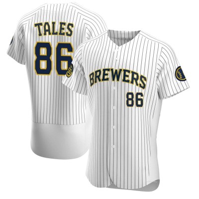 Men's Yeferson Tales Milwaukee Brewers Authentic White Alternate Jersey
