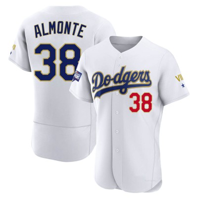 Men's Yency Almonte Los Angeles Dodgers Authentic White/Gold 2021 Gold Program Player Jersey
