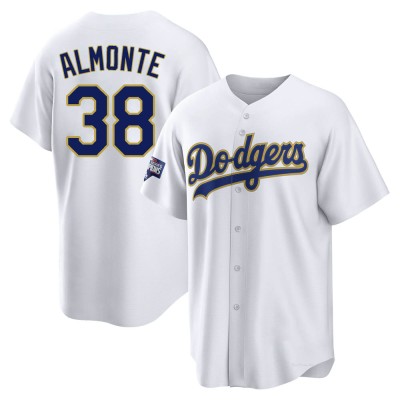 Men's Yency Almonte Los Angeles Dodgers Replica White/Gold 2021 Gold Program Player Jersey